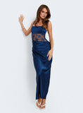 Alynna Lace Drape Maxi Dress Navy