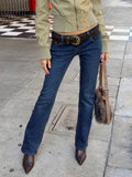 Naketa Ultra Low Rise Bootleg Jeans Mid Blue Wash