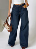 Naylor Mid Rise Wide Leg Jeans Mid Blue Denim Tall