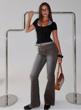 Romea Low Waist Bootleg Jeans Dark Grey