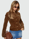 Jadeann Cord Fitted Jacket Brown