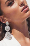 Mina Round Long Drop Earrings
