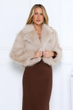 Night Spark Faux Fur Coat Beige