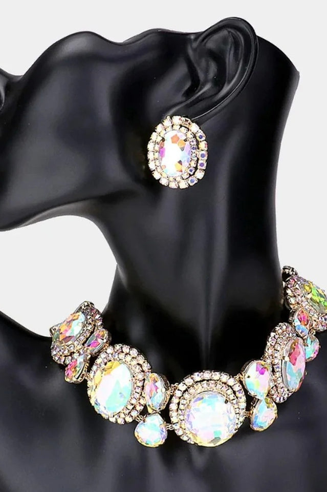 EM Crystal Necklace Earrings Set
