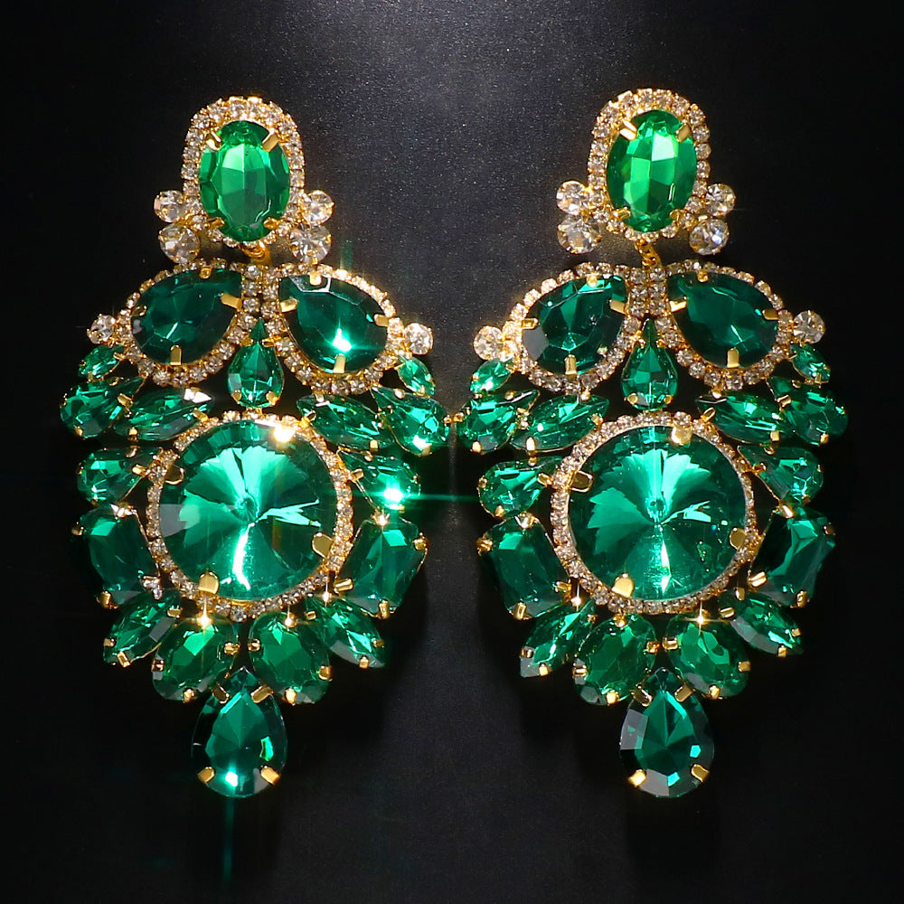 Geometric Rhinestone Dangle Earrings