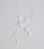 Forever Flutter Rhinestone Necklace And Earrings Set