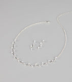 Dainty Shine Rhinestone Necklace And Earrings Set