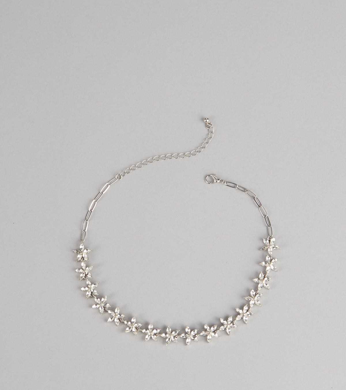 Floral Glow Rhinestone Chain Necklace