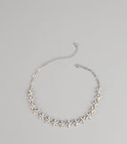 Floral Glow Rhinestone Chain Necklace