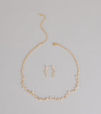 Delicate Sparkle Rhinestone Necklace And Earrings Set