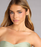 Delicate Sparkle Rhinestone Necklace And Earrings Set
