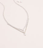 Glam Detail Cubic Zirconia Necklace And Earrings Set