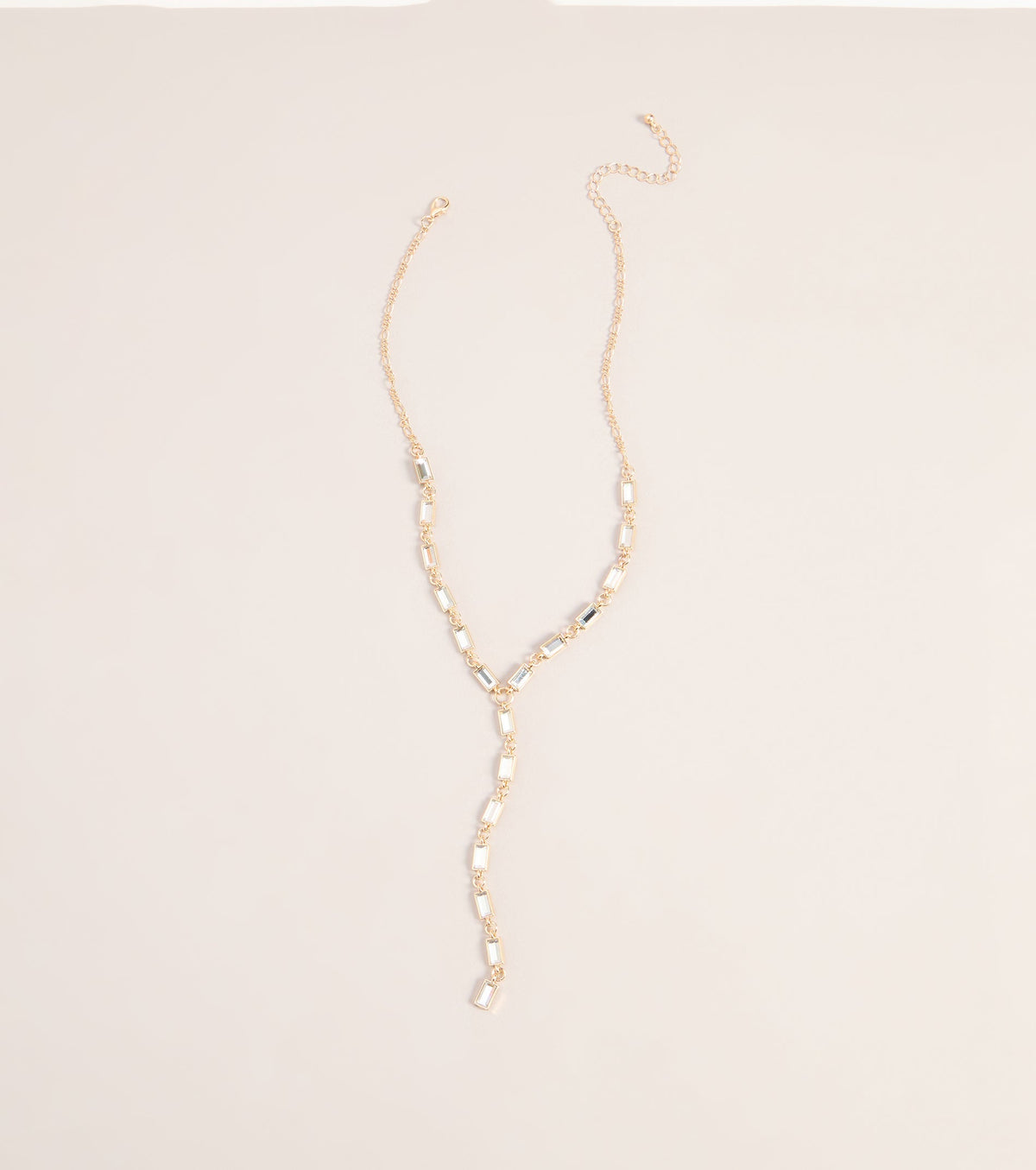 Polished Glam Rhinestone Lariat Necklace