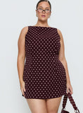 Kherin Boat Neck Romper Wine Polka Curve