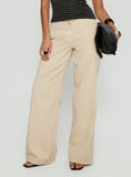 Dolley Star Stitch Mid Rise Wide Leg Jean Ecru