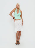 Elphie Sheer Lace Midi Skirt White