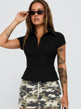 Cottesloe Blouse Top Textured Black