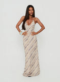 Esmira Halter Maxi Dress Cream Stripe