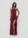 Tykaia Low Back Halter Maxi Dress Berry