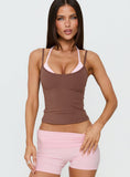 Ascend Layered Halter Tank Top Brown / Pink