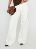 Ramos Low Rise Wide Leg Denim Jeans White
