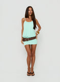 Imeria Ruched Scoop Slouchy Mini Dress Turquoise