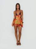 Two Tides Halter Wrap Mini Dress Sunset