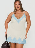 Call My Lover Lace Slip Mini Dress Lemon / Blue Curve