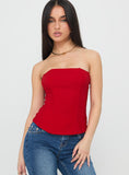 Kaetlyn Strapless Corset Top Red