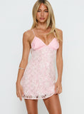 Disco Lights Sequin Lace Mini Dress Pink