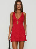 Steffie Lace Backless Mini Dress Red