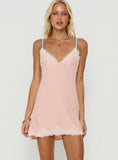 Calistta Lace Trim Mini Dress Pink