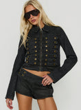 Kingstonn Military Denim Jacket Washed Black