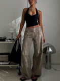 Paltrow Mid Rise Wide Leg Cargo Jeans Washed Brown Petite