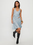 Esmeray Midi Skirt Blue Stripe