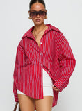 Kodhi Oversized Long Sleeve Top Red Stripe