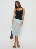 Lyza Sheer Midi Skirt Blue Polka