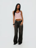Is It True Halter Neck Top Pink / Burgundy Stripe