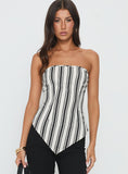 Palo Alto Strapless Scarf Top Black / White Stripe