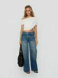 Charlotta Low Rise Super Baggy Jeans Mid Blue