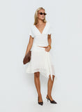 Ophella Tie Waist Chiffon Midi Skirt Cream