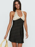 Rihana Halter Mini Dress Polka Dot Splice