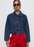 Good On You Bow Detail Jacket Blue Denim