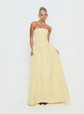 Soft Bloom Drop Waist Strapless Maxi Dress Yellow