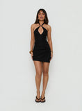 Mirello Halter Wrap Mini Dress Black