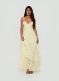 Lyricah Tiered Tie Back Maxi Dress Yellow