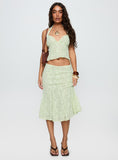 Aspyn Embroidered Midi Skirt Sage Green