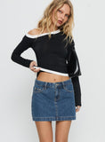 Nickei Denim Mini Skirt Mid Wash