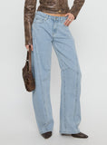 Lost Track Mid Rise Barrel Leg Jeans Ice Wash