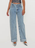 Ollie Mid Rise Straight Leg Jean Light Wash Denim